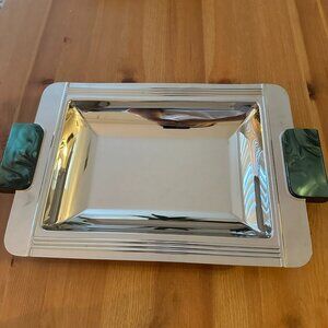 Art Deco Couzon Tray Green Pearl Resin Handles Stainless ACIER INOX 18/10 France
